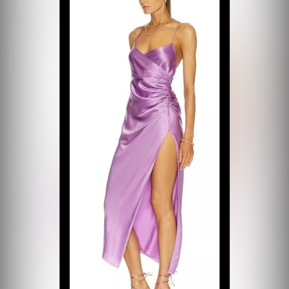 THE SEI Silk Stappy Gathered Dress Lilac Purple Size 4 $1270 ; wedding prom